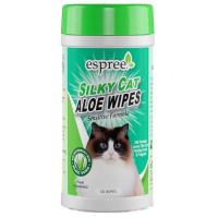 Espree Silky Cat Aloe Wipes - Wet towel wipes for gentle clarification of sensitive leather and hair of cats