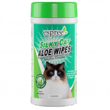 Espree Silky Cat Aloe Wipes - Wet towel wipes for gentle clarification of sensitive leather and hair of cats