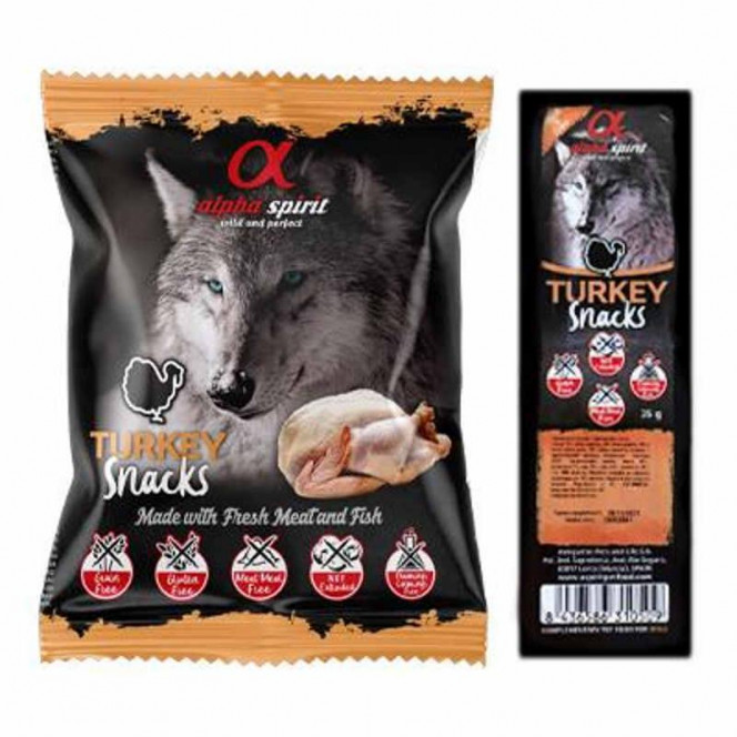 Alpha Spirit DOG Snacks Turkey - Semi-damp delicacy with a turkey for dogs