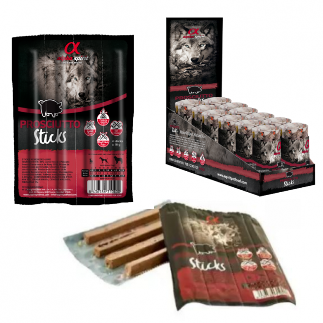 Alpha Spirit DOG Sticks Prosciutto - Semi-damp delicacy with proshutto for dogs