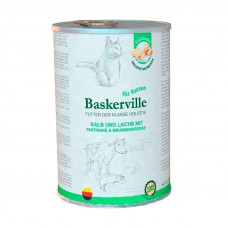 Baskerville the Tinned forage of a class holistik with veal and a salmon, with a parsnip and a garden cress for adult cats