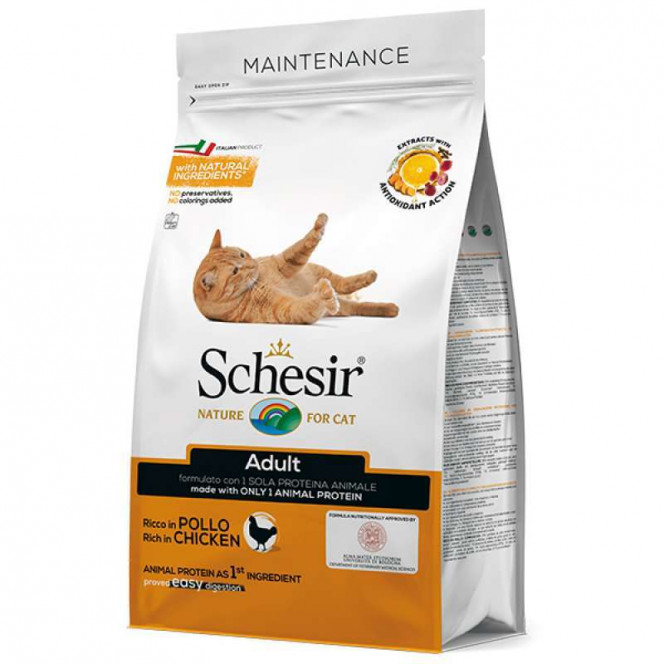 Schesir Cat Adult Chicken - A dry monoprotein feed with chicken for adult cats