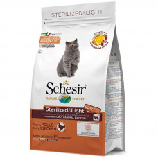 Schesir Cat Sterilized & Light - A dry monoprotein feed with chicken for the sterilized cats and the castrated cats, for cats inclined to completeness