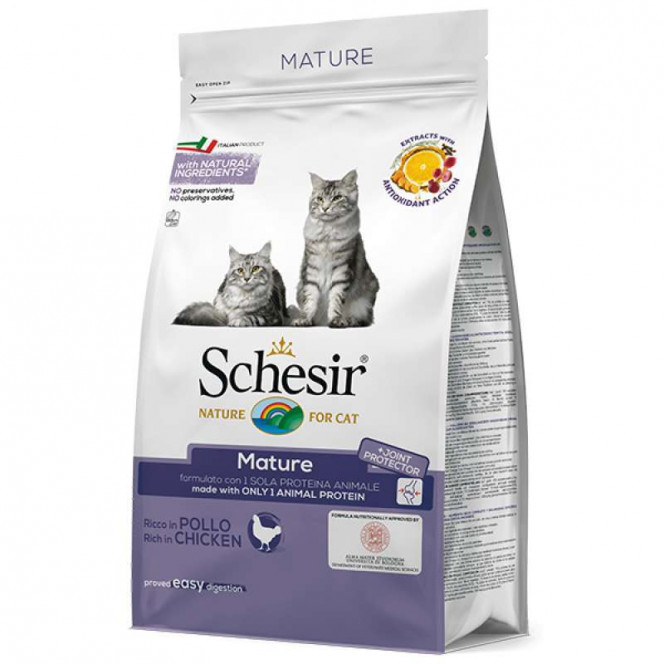 Schesir Cat Mature - A dry monoprotein feed with chicken for elderly cats