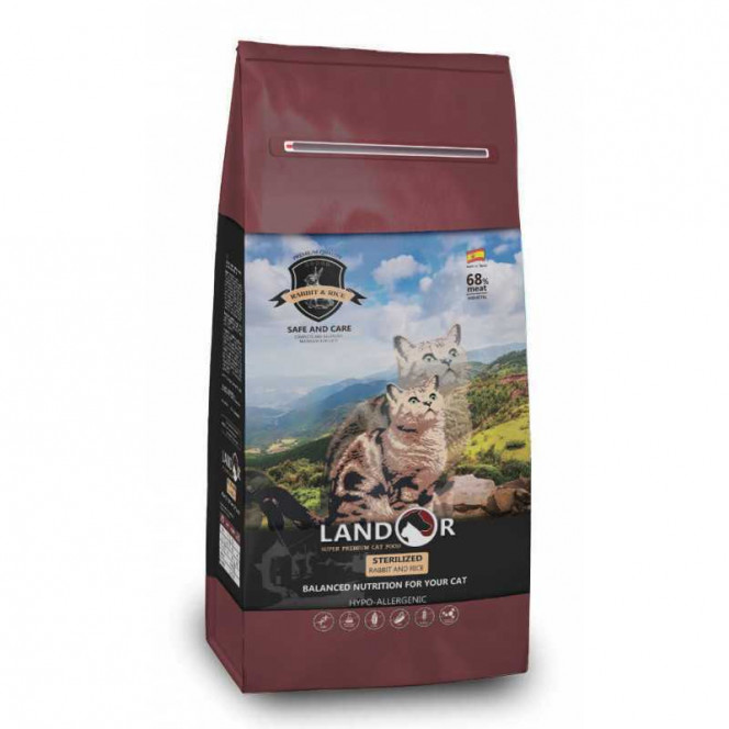 Landor Sterilized&Light Cat Rabbit&Rice - A dry feed with a rabbit and rice for the sterilized cats and cats with an excess weight