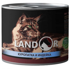 Landor Adult Cat Partridge&Duck - A tinned forage with a partridge and a turkey for adult cats and cats