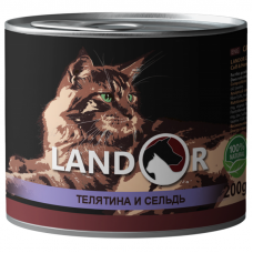 Landor (Ландор) Cat Agein Veal&Herring - Консервированный корм с телятиной и сельдью для пожилых кошек