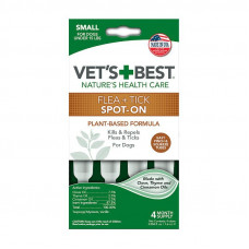 VETS BEST (Vets Best) Flea&Tick Spot On Tubes Small - Means from fleas and ticks for dogs, 4 pipettes