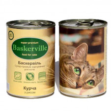 Canned food Baskerville for cats with chicken and rice