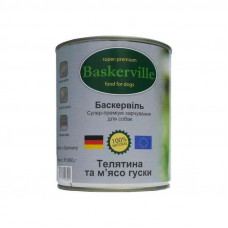 Canned food Baskerville with veal and goose meat for dogs