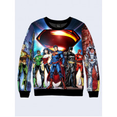 Mens 3D-print sweatshirt - Superhero Team. Long sleeve. Made in Ukraine.