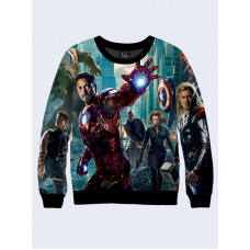 Mens 3D-print sweatshirt - Comics Avengers. Long sleeve. Made in Ukraine.