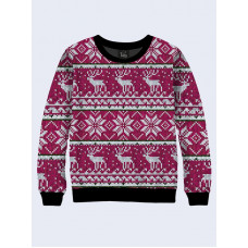 Mens 3D-print sweatshirt - Knits reindeers. Long sleeve. Made in Ukraine.