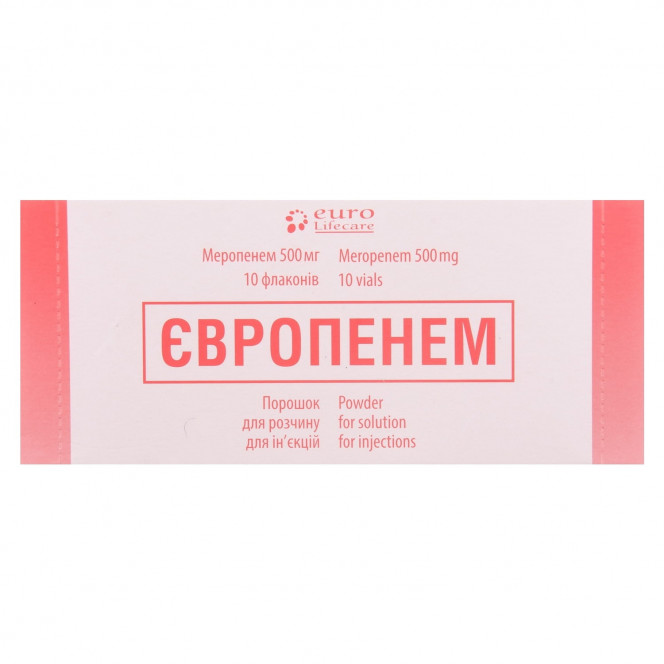 Europenem time. for solution for infection. 500 mg fl. No. 10