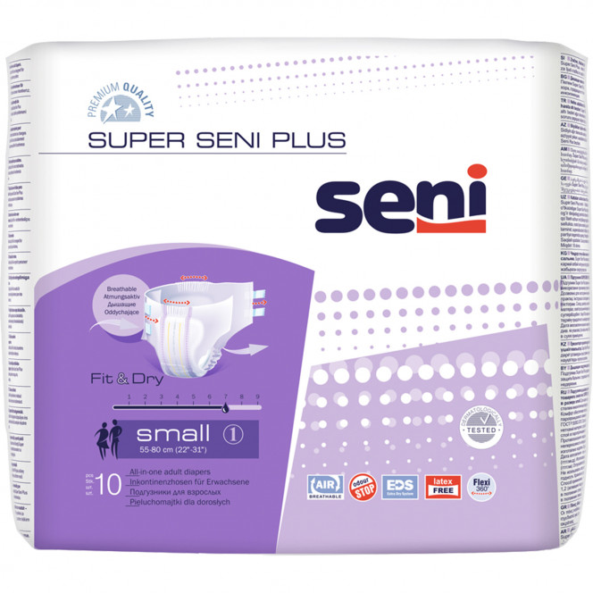 Подгузники для взрослых SENI (Сени) Super Plus Small (Супер Плюс Смол) размер S/1 10 шт