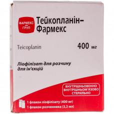 Teykoplanin-Pharmex liof. for solution for infection. 400 mg fl. No. 1+ of r-nl fl. 3.2 ml