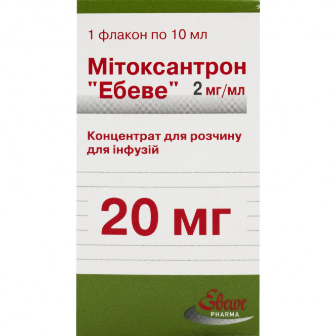 Mitoksantron Ebeve konts. for solution for inf. 2mg/ml fl. 10 ml (20 mg) No. 1 ***