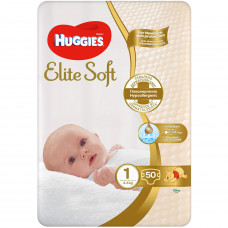 Подгузники для детей HUGGIES (Хаггис) Elite Soft Jumbo (Элит софт) для новорожденных 1 от 3 до 5 кг 50 шт