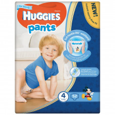 Подгузники-трусики для детей HUGGIES (Хаггис) Pants (Пентс) 4 для мальчиков от 9 до 14 кг 52 шт