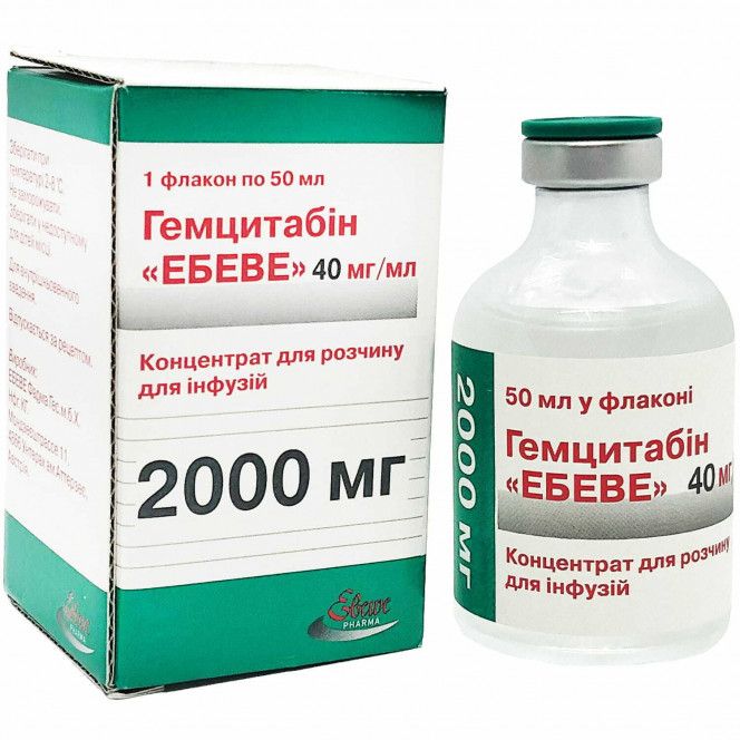 Gemcitabine Ebev konts. for solution for inf. 40mg/ml fl. 50 ml (2000 mg) No. 1