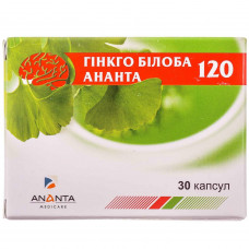 Dietary additive for improvement of memory, thinking and concentration of attention of the Ginkgo of a bilob 120 Ananta of the capsule 3 blisters on 10 pieces