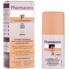 Fluid for the person PHARMACERIS F resistant tone, delicate with intensively masking SPF 20 properties, bronze of 30 ml