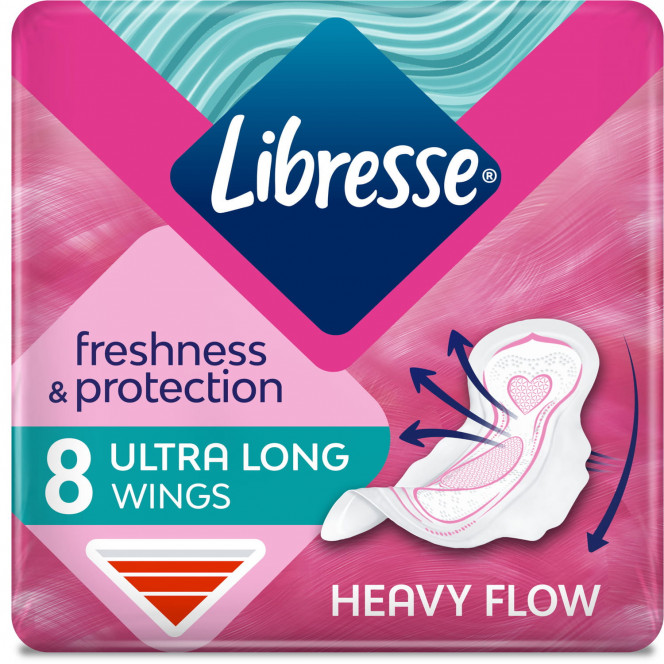 Прокладки гигиенические женские LIBRESSE (Либресс) Ultra Thin Long (Ультра син лонг) Fresh Protect (Фреш протект) 8 шт