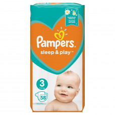 Diapers for children of PAMPERS Sleep & Play (Pampers the Slip and Plya) Midi Economy Pack (A midi the house-keeper a pack ice) 3 from 6 to 10 kg 58 pieces