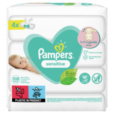 Салфетки влажные детские PAMPERS (Памперс) Sensitive (Сенситив) упаковка 208 шт