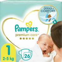 Подгузники для детей PAMPERS Premium Care (Памперс Премиум) Newborn (Ньюборн) 1 от 2 до 5 кг 26 шт