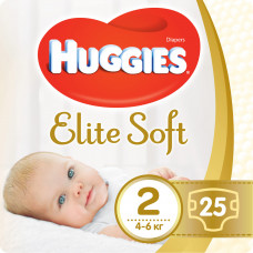 Подгузники для детей HUGGIES (Хаггис) Elite Soft (Элит софт) 2 от 4 до 6 кг 25 шт