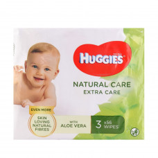 Napkins damp children's HUGGIES Natural Care Extra Care Triplo of 2+1,168 pieces