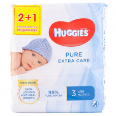 Napkins damp children's HUGGIES Pure (Pyyur) Extra Care Triplo of 2+1,168 pieces