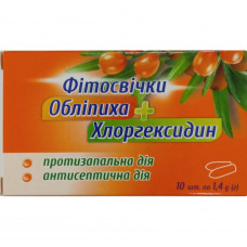 Phytocandles with a sea-buckthorn and chlorhexidiny on 1.4 g packing of 10 pieces