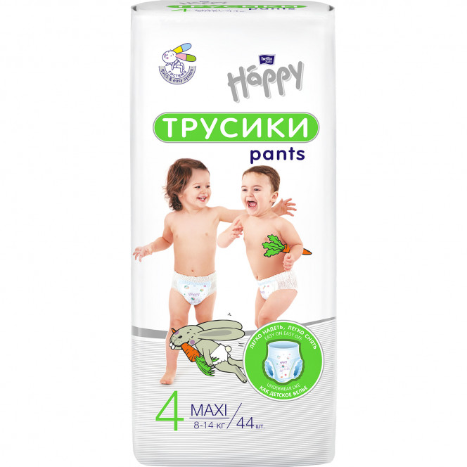 Подгузники-трусики для детей BELLA (Белла) Happy Baby Maxi 4 (Хеппи Беби макси) от 8 до 14 кг упаковка 44 шт