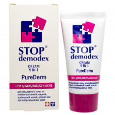 Cream for daily leaving of Stop Demodex 9 in 1 Pure Derm for problem and oily skin at demodekoza and an acne of 50 ml