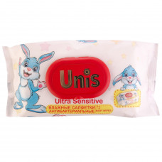 Wet towel wipes of UNIS for flavourless children with the valve of 72 pieces