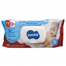 Wet towel wipes BAMBIK lindens, children's with extract, with the valve of 72 pieces