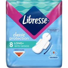 Прокладки гигиенические женские LIBRESSE (Либресс) Classic Protection Long+ (Классик протекшн Лонг+) 8 шт