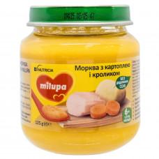 Пюре овоще-мясное детское Нутриция Milupa (Милупа) Морковка с картошкой и кроликом с 6-ти месяцев 125 г