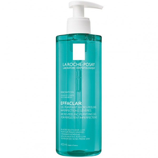 Gel-mikropiling for the person and a body of La Roche-Posay (La Roche Pose) Efaklar for clarification of problem skin for reduction of resistant shortcomings of 400 ml