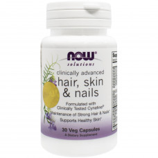 Complex for hair, skin and nails clinically improved NOW (Nau) Clinically Advanced Hair, Skin & Nails (Klinikali heir a skin and neyls) capsules of 30 pieces