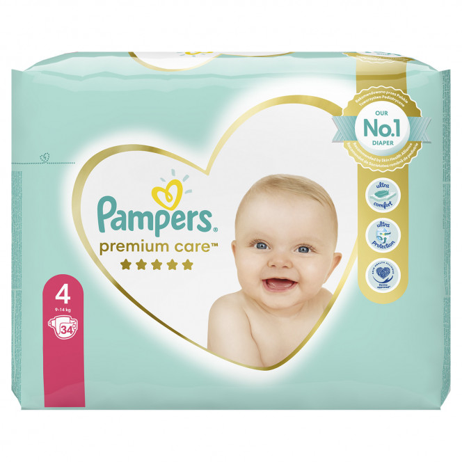 Diapers for children of PAMPERS Premium Care (Pampers the Premium) Maxi 4 from 9 to 14 of kg of 34 pieces