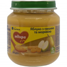 Children's fruit puree Nutrition Milupa (Milupa) Apple, pear and carrot since 6 months 125 g