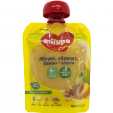 Children's fruit puree Nutrition Milupa (Milupa) Apple, an apricot, banana, a millet, a rye since 6 months 80 g