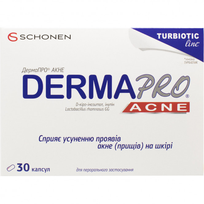 Dermapro Akne of the capsule for improvement of a condition of skin of 30 pieces