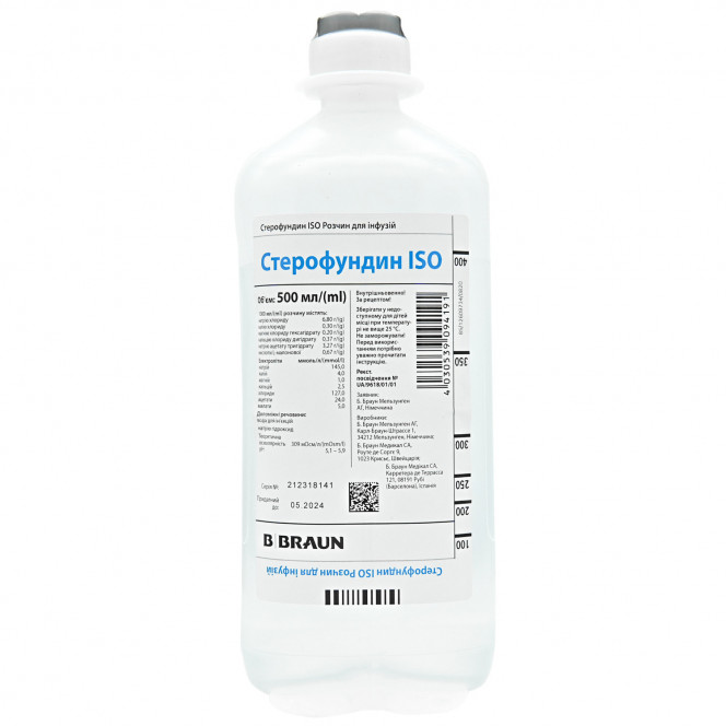 Sterofundin ISO solution for inf. Comte. 500 ml No. 10