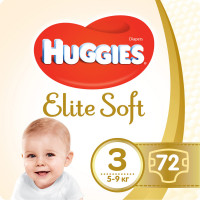 Подгузники для детей HUGGIES (Хаггис) Elite Soft Mega (Элит софт) 3 от 5 до 9 кг 72 шт