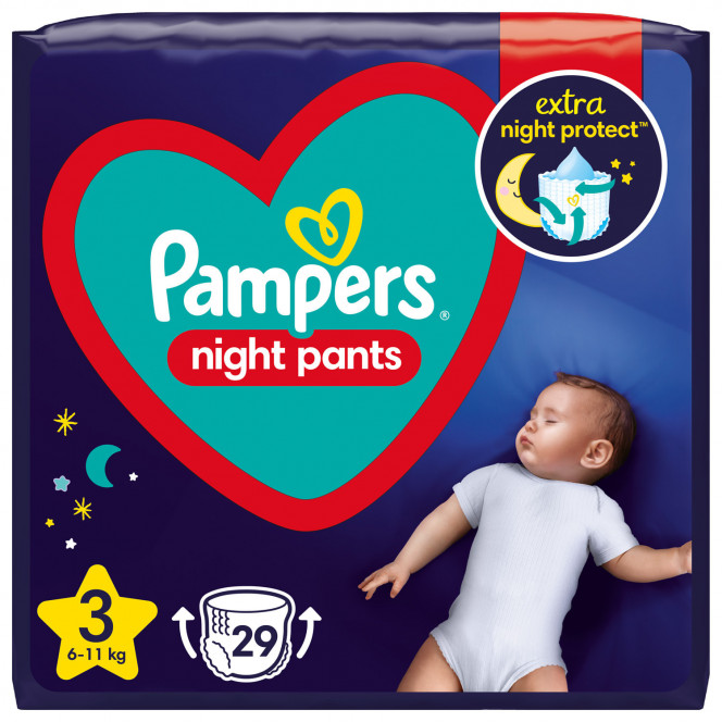 Подгузники-трусики для детей PAMPERS Night Pants (Памперс Найт Пантс) 3 Midi от 6 до 11 кг упаковка 29 шт