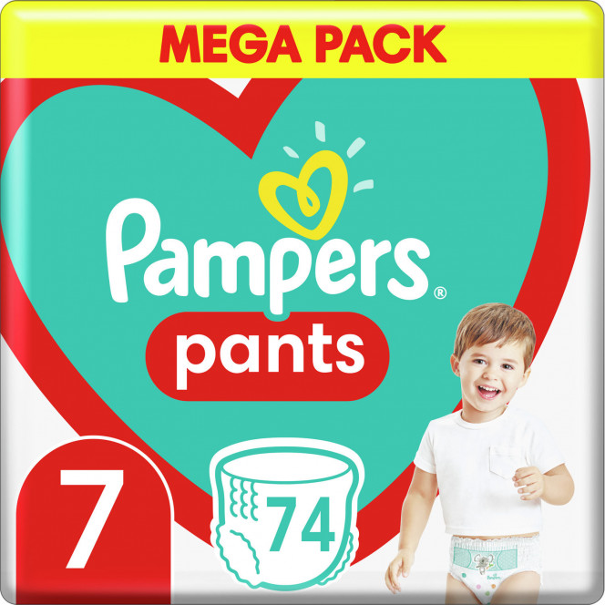 Подгузники-трусики для детей PAMPERS Pants (Памперс Пантс) Giant Plus 7 от 17 кг мега упаковка 74 шт